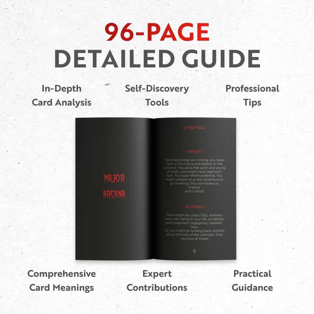 CRAFTERIAN Horror Tarot Cards, 78 Cards Deck with Foil Edges, Original for Beginners and Experts with Guide Book, Fortune Telling Game, Divination Tools for All Skill Levels.