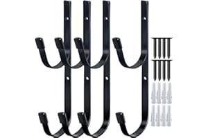 ZACOOL Pool Pole Hanger for Fence（4 Pack） Black Pool Equipment Hooks Heavy Duty Pool Tool Organizer for Telescopic Poles, Skimmers, Leaf Rakes,Pool Hose,Garden Tools,Brushes and Swimming Pool Accessories