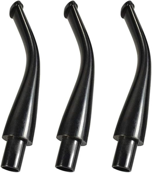 Qincling 3 PCS Black Plastic Mouthpieces Pipe Stems Tobacco Pipe Stem