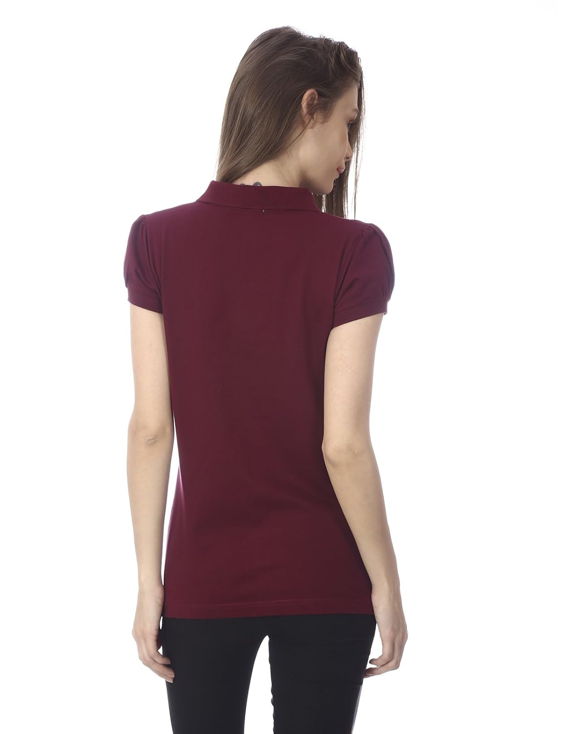 goldstroms women's solid/plain polo collar t-shirt/tee/top open neck