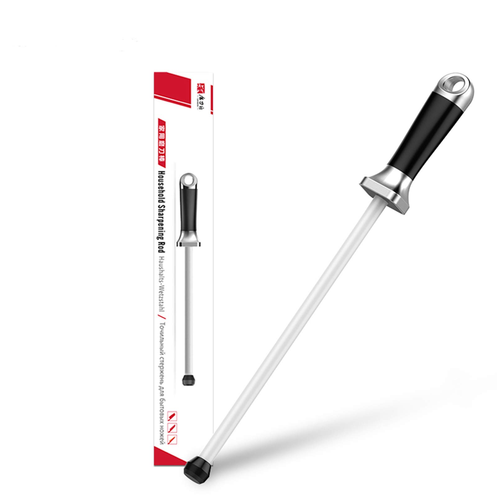 12 Inches Sharpening Rod Combination Honing Steel Professional Knife Sharpening Steel with Loop Ceramic Rod Perfect for Chefs and Home Cook