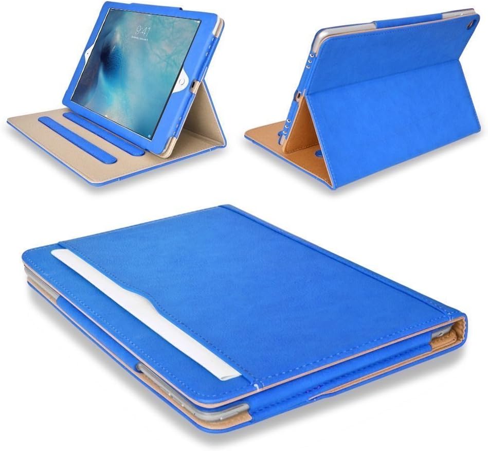 MOFRED® Blue & Tan Apple iPad Executive Leather Case for Apple iPad 9.7" (For 2017,2018 & 2019 Versions)- Voted by 'The Daily Telegraph' as #1 iPad Case! (iPad Models A1822, A1823, A1893, A1954)