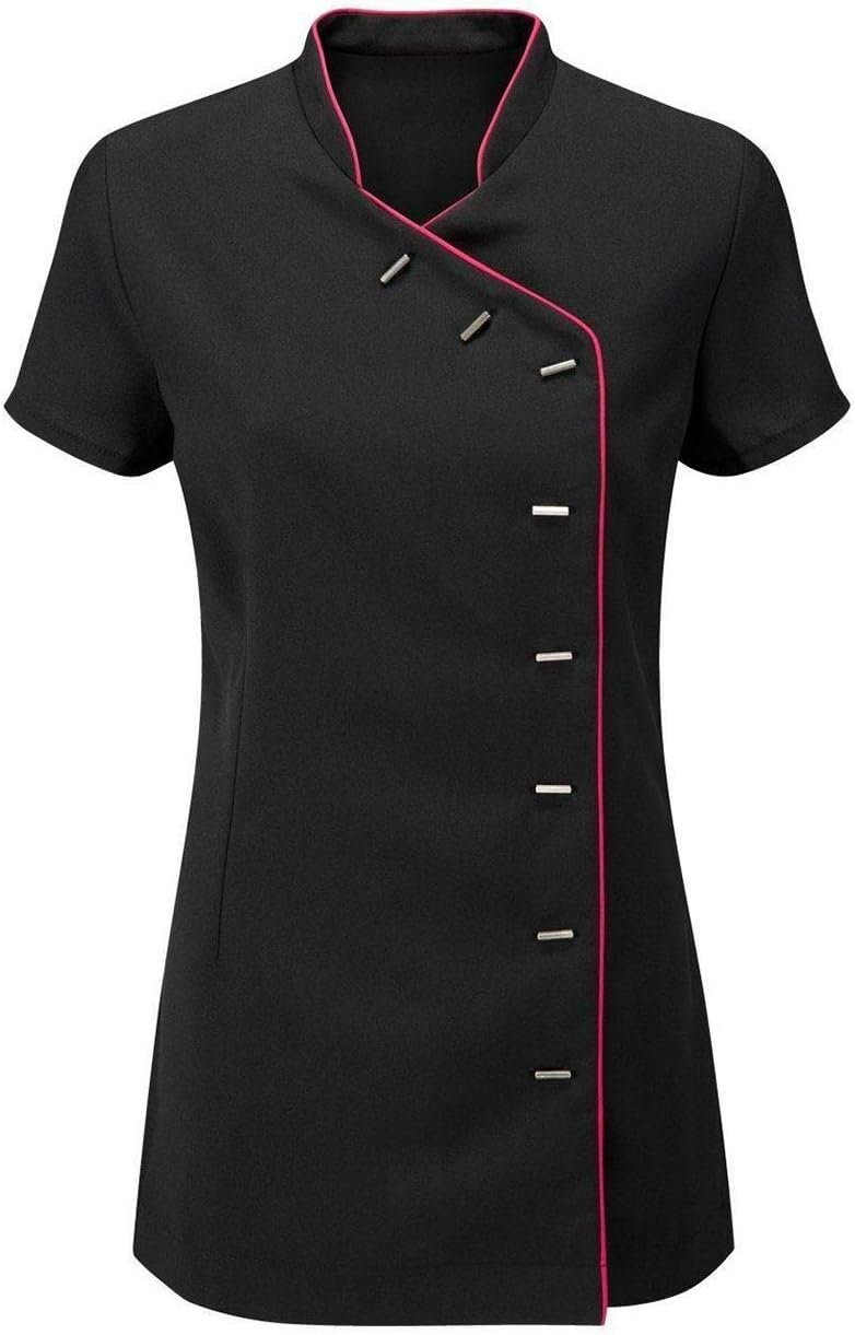 Rimi Hanger Ladies Beauty Spa Hairdressing Salon Tunic Top Womens Massage Therapist Uniform Black/Hot Pink US 10: Kitchen & Dining