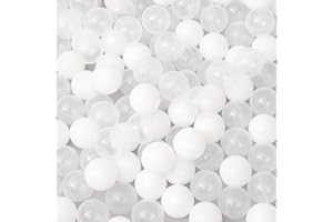 MEOGETY Balls for Ball Pit,Ocean Ball for Toddlers 1-3, Ball Pool with Color White, Transparent and Storage Mesh Bag, 50Pcs, 2.17 Inch
