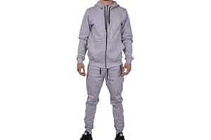 Riflessi Men's Athletic Sports Casual 2 Piece Solid Color Tracksuit Hoodie Jogger Pants Sweatsuit Set