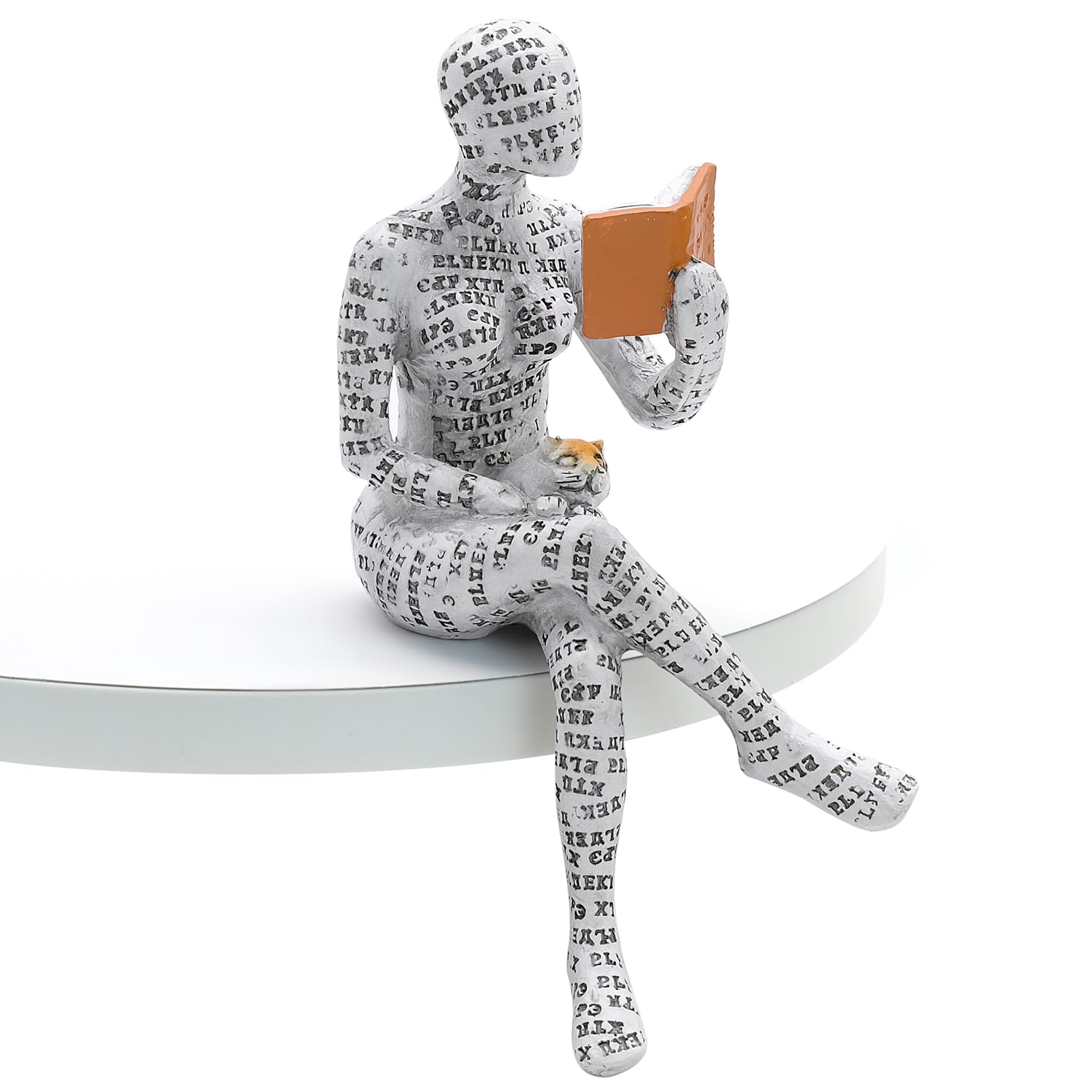 JJQHYC Abstract Book Lover Sculpture - Reading Woman Figurine Statue for Bookshelf | Thinker Ornaments for Living Room, Study & Library Decor