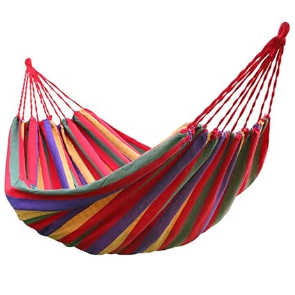 Futurekart Fabric Hammock for Outdoor Activities & Beach Travel 110.2 * 31.4 inches (Stripe Red)