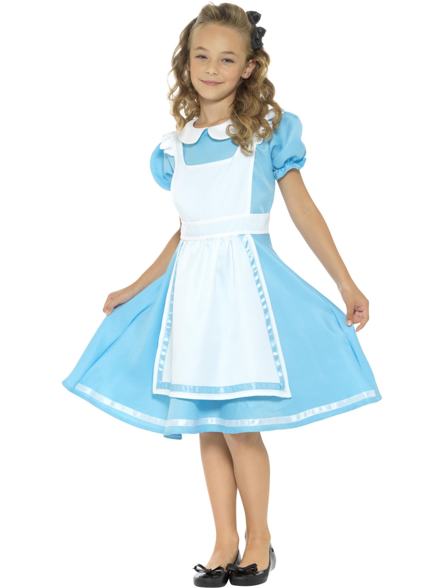 Smiffys Wonderland Princess Costume, Blue with Dress, Attached Apron & Headband, Fancy Dress, Halloween Fancy Dress Accessories Dress Up Costumes