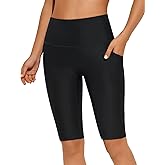 QOMEWA Women 12" Long Swim Shorts High Waisted Bathing Suit Bottoms Swimsuit Board Shorts with Pocteks Boy Shorts with Liner