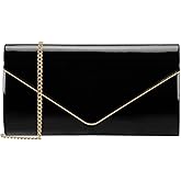 Dexmay Envelope Clutch Purse for Women Shiny Patent Leather Foldover Evening Bag Formal Handbag