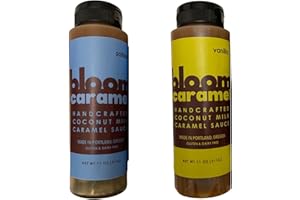 Bloom Caramel Sampler Coconut Caramel - Sauce, 2 Pack of 11 OZ Squeeze Bottles Gift Set Vanilla and Salted Flavors - Vegan Alternative for Coffee, Topping for Ice Cream (2 Pk Sampler 11oz)