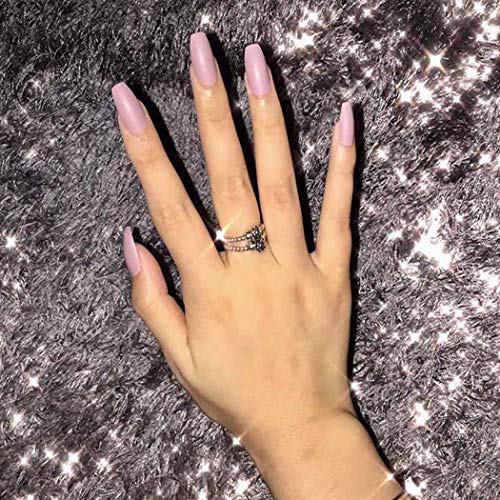 Campsis 24PCS Matte Fake Nails Pure Color Coffin False Nail Fashion Full Cover Acrylic Nail Art for Women and Girls (Nude Pink)