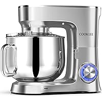 COOKLEE Stand Mixer, 9.5 Qt. 660W 10-Speed Electric Kitchen Mixer with Dishwasher-Safe Dough Hooks, Flat Beaters, Wire Whip &