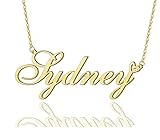 AOLO Sydney Heart Name Necklace 18k Gold Plated