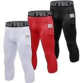 SPVISE 1 or 3 Pack 3/4 Compression Pants Men Athletic Gym Capri Leggings Running Tights Dry Fit Basketball Sports Base Layer