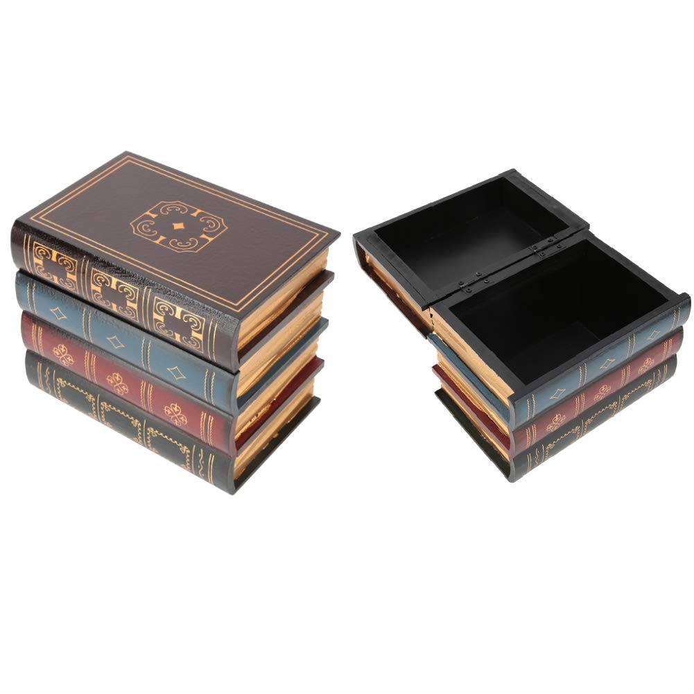 Hztyyier False Book Storage Box 15.9x20cm Vintage Jewelry Storage Packaging Study Book Ornaments for Home Office Shelf Decoration