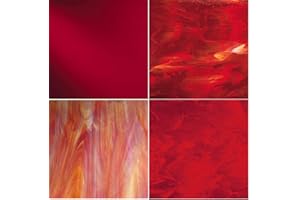 SUN AND MOON STAINED GLASS RED-Orange Tone Variety Stained Glass Pack (4 Sheets)