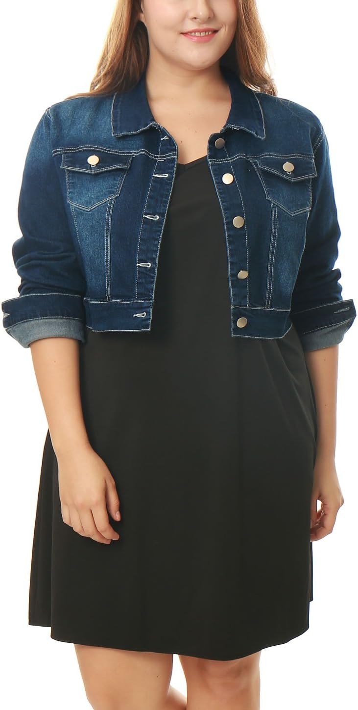 plus size dark denim jacket