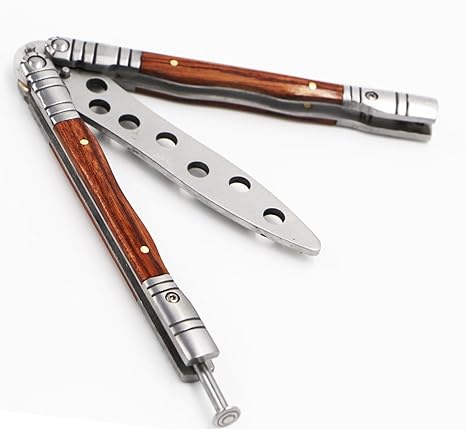 Amazon Co Jp Riorand バタフライナイフ型 バタフライナイフ 練習用 刃付け無し ウッドハンドル バタフライトレーナー ホーム キッチン