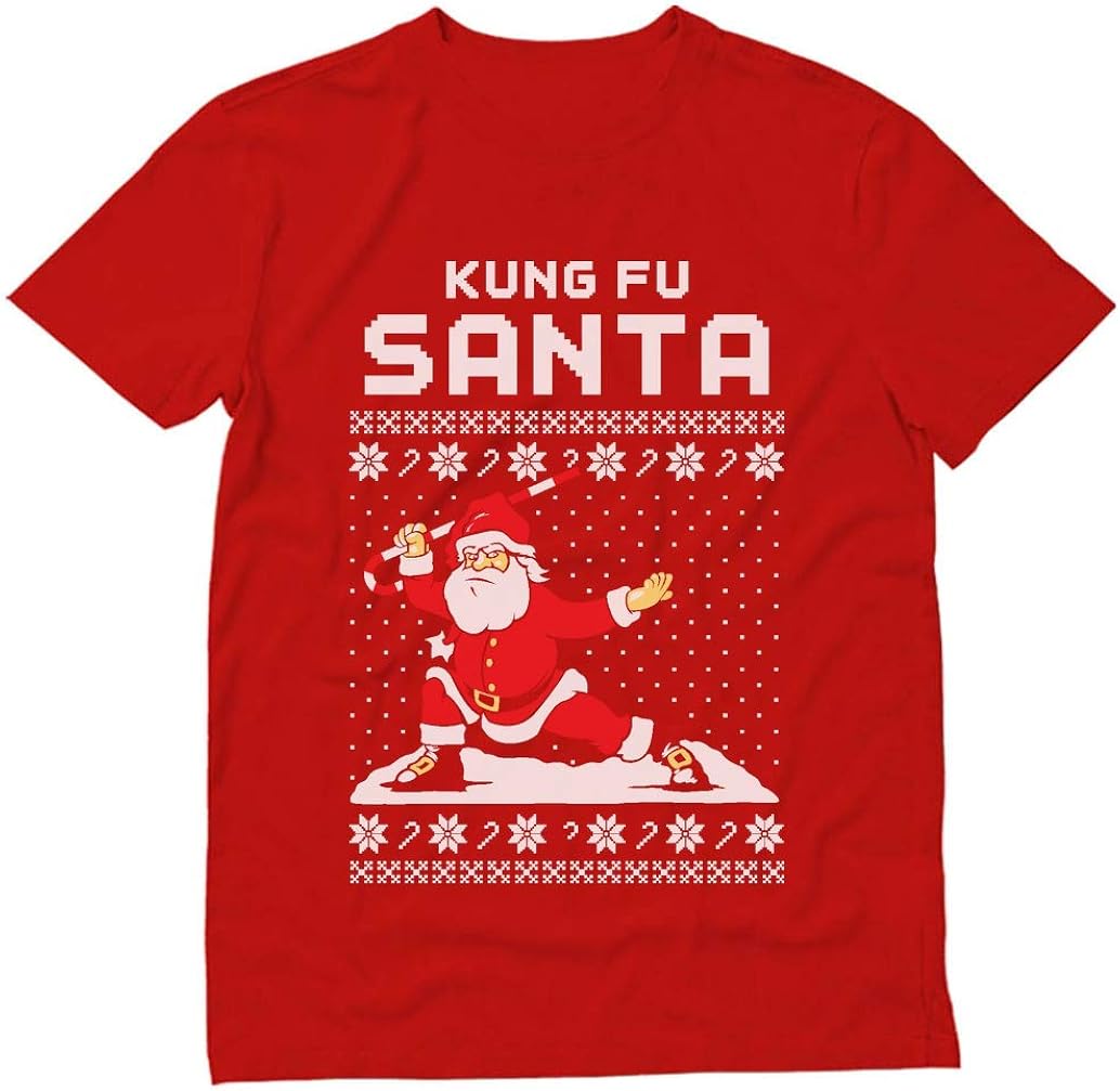 Tstars - Kung Fu Santa Ugly Christmas Holiday Sweater Funny T-Shirt