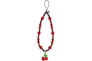Drawwind Phone Charm Beaded Wristlet Strap Universal Cell Phone Lanyard Cute Bracelet Wrist Strap Beaded Chain String Handmade Accessories for Case Camera Bags (Sweet Cherries)
