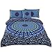 Sleepwish 4 Pieces Blue Mandala Duvet Cover Set Full Size for Kids Boys Girls Paisley Bohemian Bedding Set, 1 Duvet Cover 2 Pillowcases 1 Cushion Cover