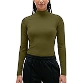 Zengjo Mock Neck Thermal Tops for Women Workout Running Athletic Long Sleeve Base Layer Shirt Light Compression Fleece Lined