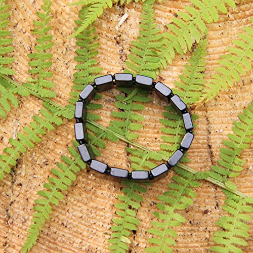Karelian Heritage Shungite Stone Rectangular Beaded Bracelet, Protection Jewelry for Men (Polished Beads) SB10 - Thumbnail 2