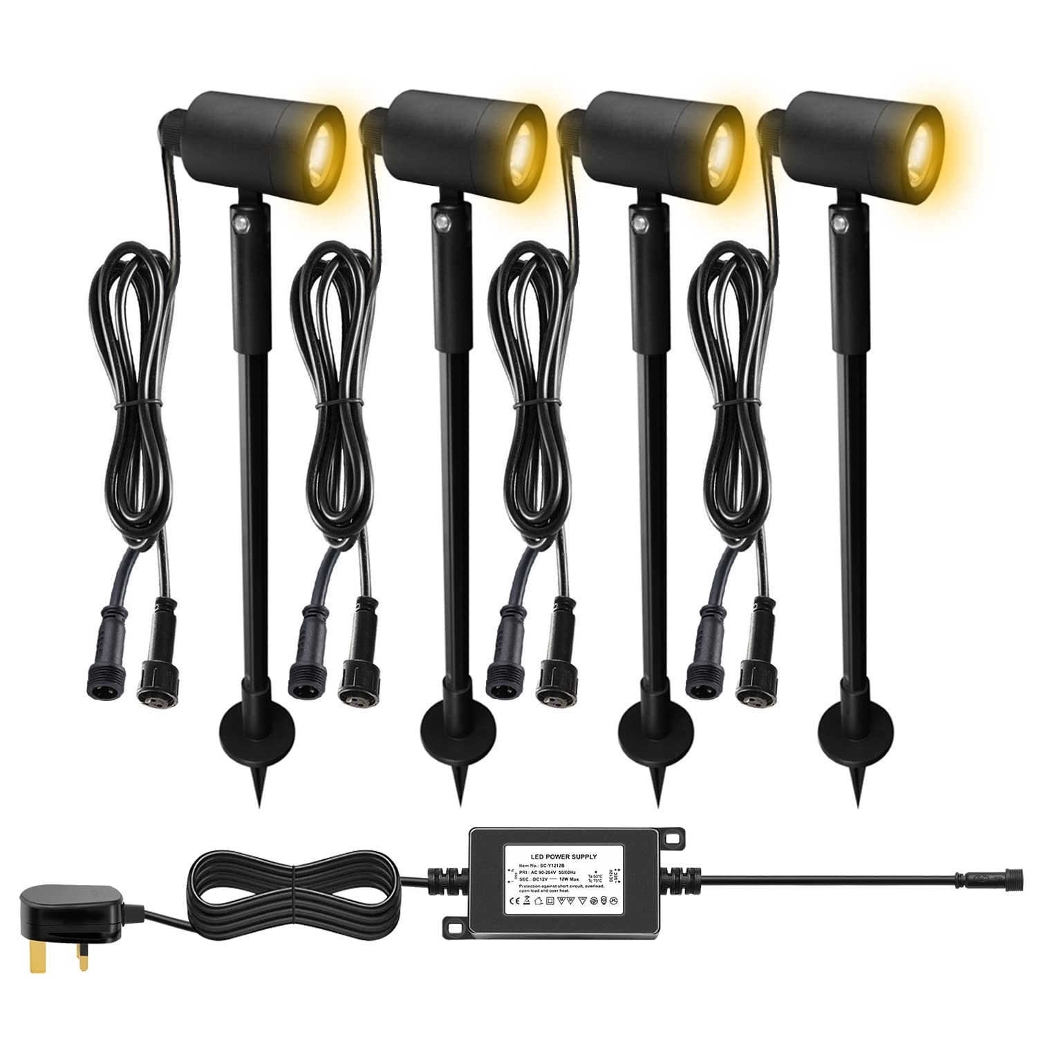 CHNXU Garden Outdoor Lights LED Outdoor DC12 Low Voltage 3W 2700K-6500K Pathway Lighting Waterproof IP65 Garden Pathway Lights for Lawn Yard Patio (4 Pack, Warm White)