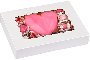 Moretoes 40pcs Cookie Boxes, 14x10x2.5 Inch Auto-Popup Bakery Boxes with Window, for Donuts, Pies, Cakes, Muffins, and Pastries