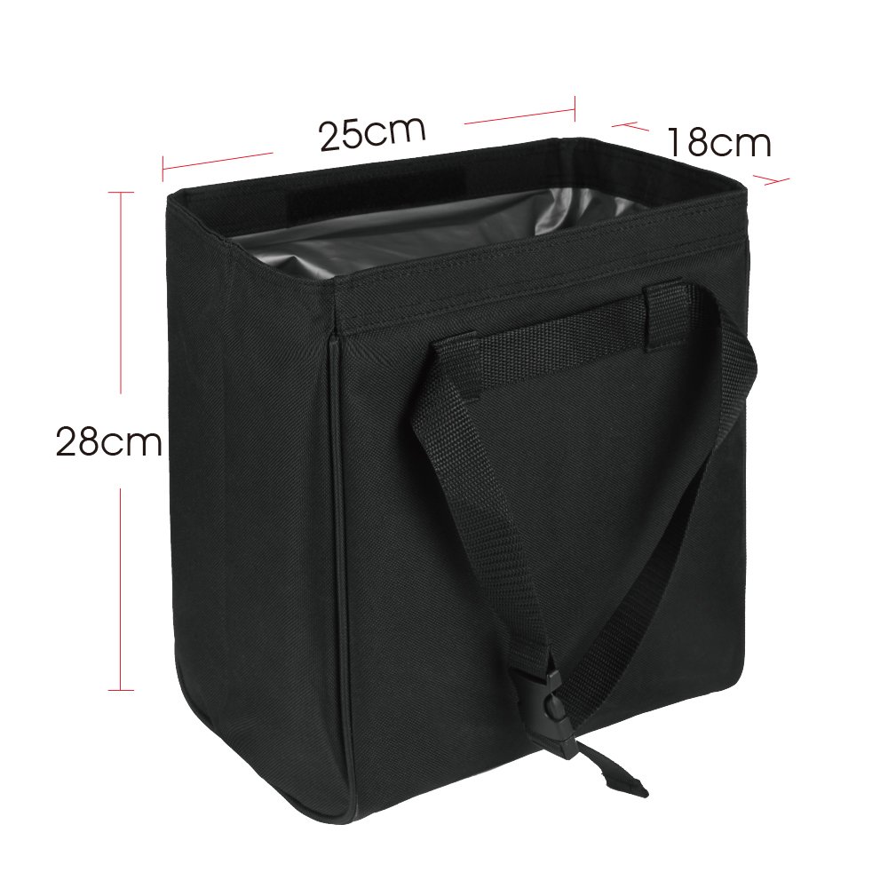 DBPOWER Waterproof Portable Car Trash Can with Side Pockets, Leakproof Drive Garbage Bin With Inner Heat Preservation Bag