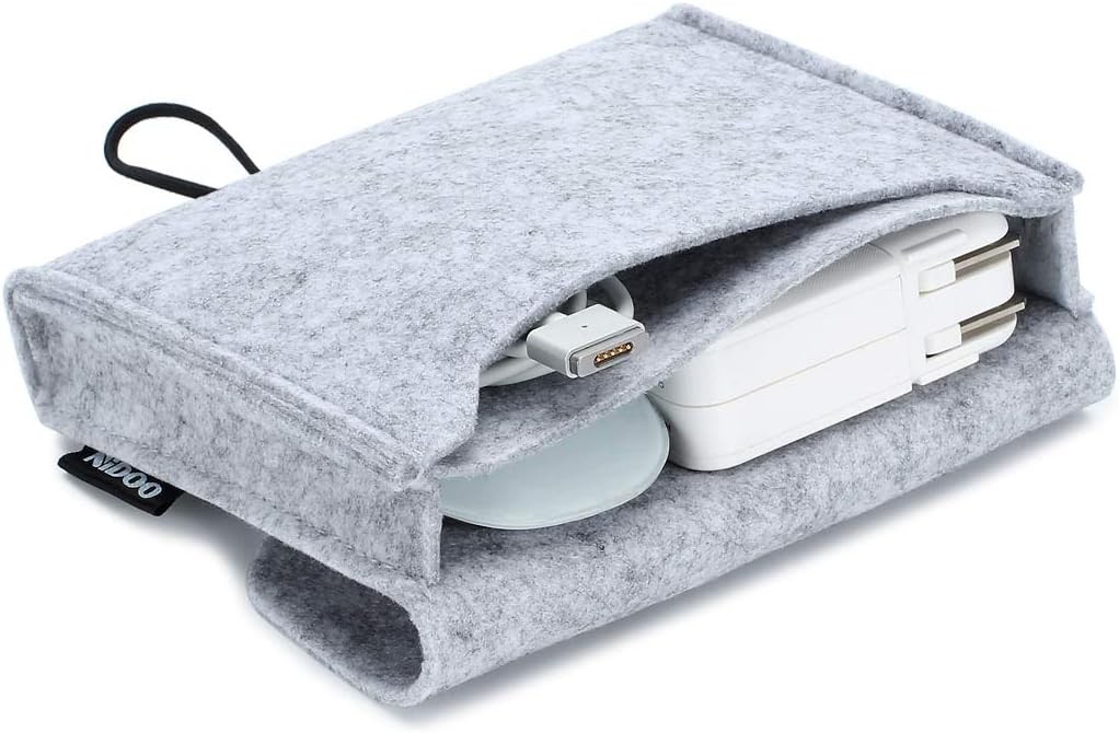 NIDOO Felt Storage Pouch Bag Case for Accessory (Mouse, Cellphone, Cables, SSD, HDD Enclosure, Power Bank and More) - 6.3 inch, Gray