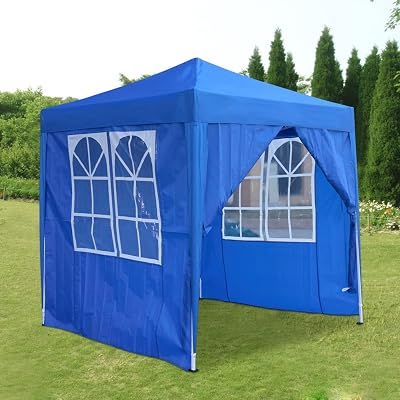 Panana 3x3m Waterproof Pop Up Gazebo Tent with Side Walls - Blue