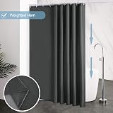 Furlinic Shower Curtain 200x240cm Mould Proof Polyester Liner 12 Hooks Dark Grey view 2