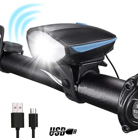 Inditradition Bicycle Bike LED Headlight and Horn | 2 in 1 Waterproof Device | 140 DB Sound, 250 Lumen Light