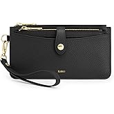 Kattee Leather Wristlet Wallets for Women, RFID Wallets Women, Top Grain Leather Card Holder Phone Purses Clutch Bags