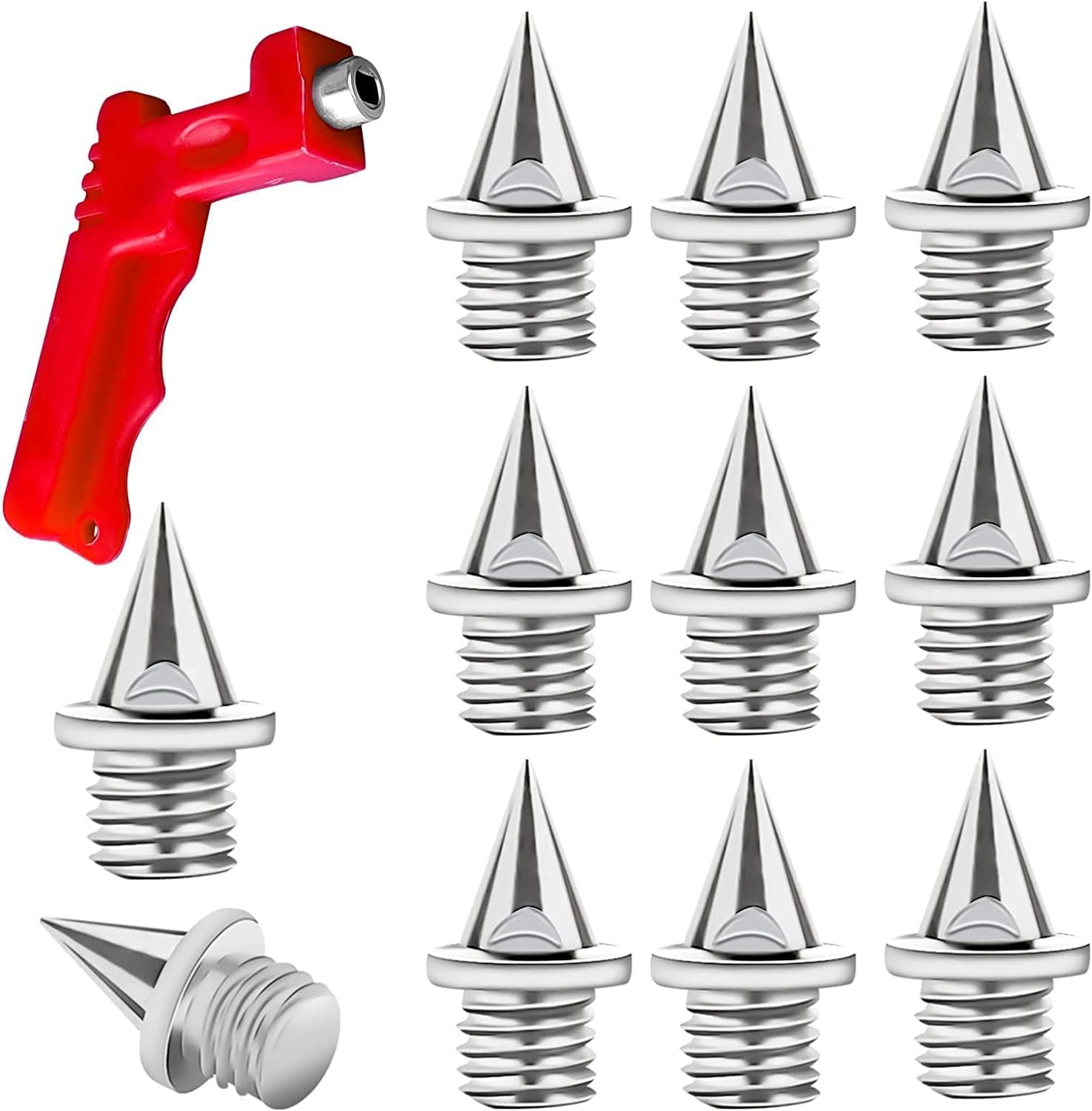 LATRAT Pack of 50 6 mm Track Spikes With 1 Key - Stable Cross-Country Spikes for Jumping, Running, Hiking - Plastic, Catwalk