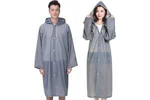 GUKOY Rain Coat Poncho for Adult, 2 Pack Women Men Reusable Raincoats Emergency with Hood and Drawstring