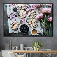Framed Canvas Wall Art Dessert Servings Dark Drinks Farmhouse/Country Group Multicolor Photography Realism Tea - 16x24 inches