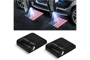 LKAHG 2Pcs Car Door Lights Logo Projector, Wireless LED Car Paste Courtesy Holeless Magnet Sensor Ghost Shadow Welcome Lamp, Naruto Sharingan Light Accessories (Red American Flag)