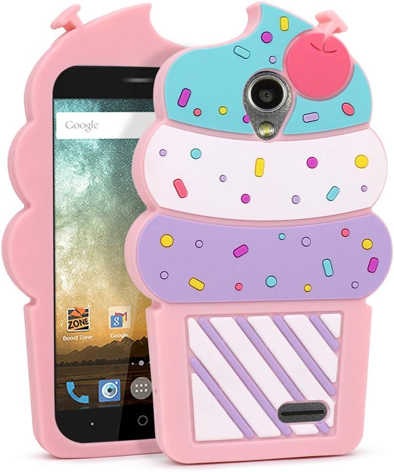 ZTE Maven 3 Case, ZTE Maven 2 Case, ZTE Overture 3 Case, ZTE Prestige 2 N9132, Sonata 3 Z832 Z831 Case Cute 3D Cartoon Teens Girls Women Soft Silicone Rubber Cover for ZTE Avid Plus Z828 / Avid (Pink)