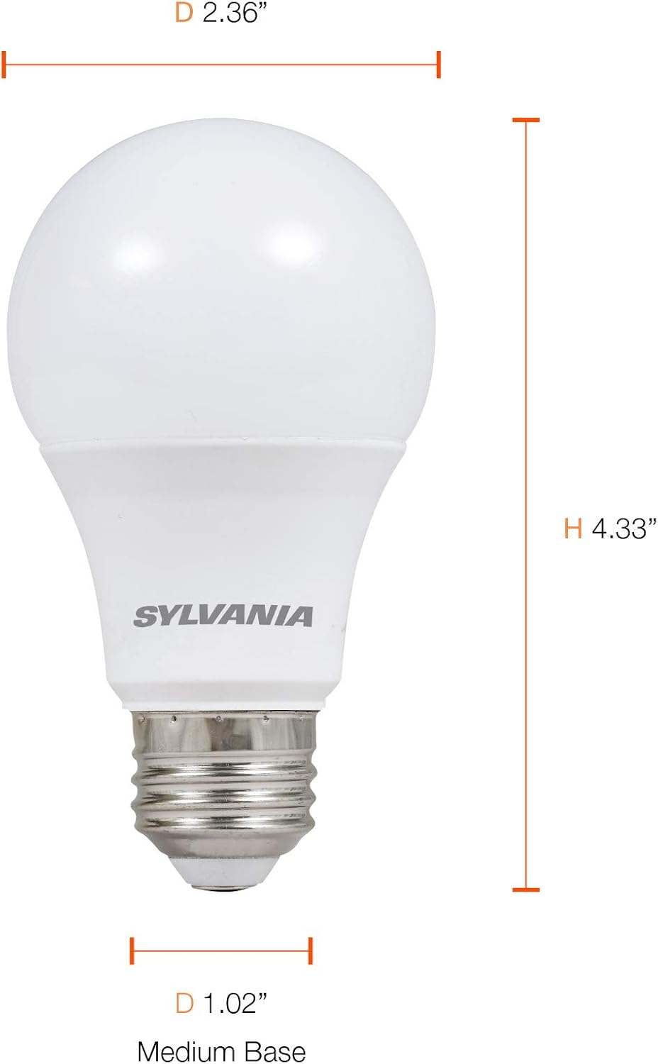 SYLVANIA General Lighting 74765 A19 Efficient 8.5W Soft White 2700K 60W Equivalent A29 LED Light Bulb (24 Pack), 24 Count - - 