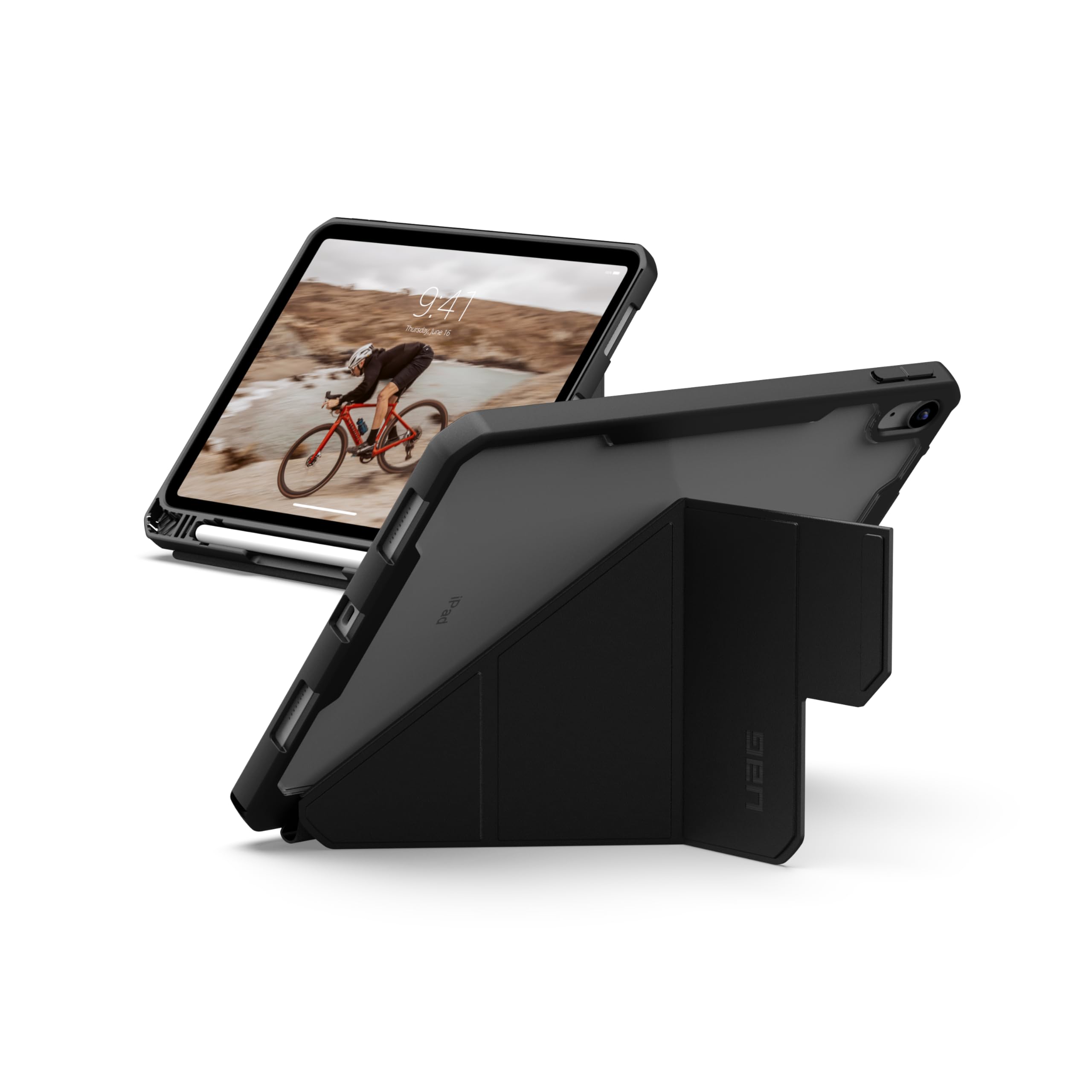 URBAN ARMOR GEAR UAG Designed for iPad 11" A16 11th Gen 2025, 10.9" 10th Gen 2022 Case A3354 A3355 - Auto Wake/Sleep Folio Cover Multi-Angle Adjustable Stand Pencil Holder, Essential Armor Ice/Black — image 1