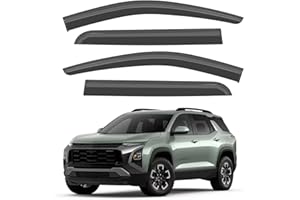 VESUL Compatible with 2025 Chevy Equinox (NOT for EV) Window Deflectors OEM-Style Rain Guards 4-Piece Set No-Drills Installation Tinted Windshield Vent Visors 304 Stainless Steel Trim Dark