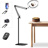 12" Ring Light with Stand Tripod for iPhone, Overhead Phone Camera Mount, Adjustable 72" Height Tripod Holder Floor, Phone Stand for Video Recording Filming Streaming Cooking TikTok YouTube, CRI >95