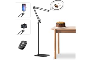 12" Ring Light with Stand and Phone Holder, Overhead Phone Mount Tripod, RingLight Adjustable 72" Height, Phone Stand for Vid