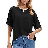 Stelle Oversized T Shirts for Women Crew Neck Short Sleeve Tops Soft Basic Tee Shirt