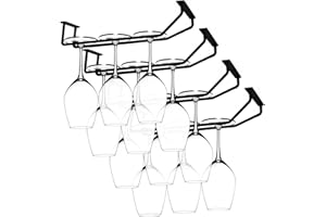 RedDreamer 10.8 Inch Black Wine Glass Rack, Under Cabinet Wine Glass Holder Stainless Steel Stemware Rack - Hanging Stemware 