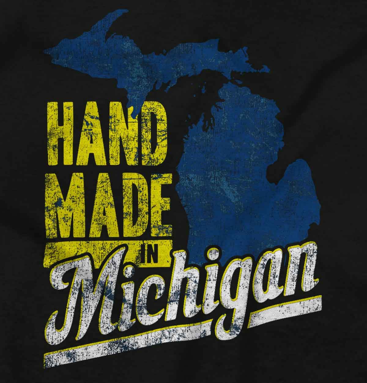 Amazon Com Hand Made In Michigan Mitten Mi State Map Long Sleeve T Shirt Black Clothing