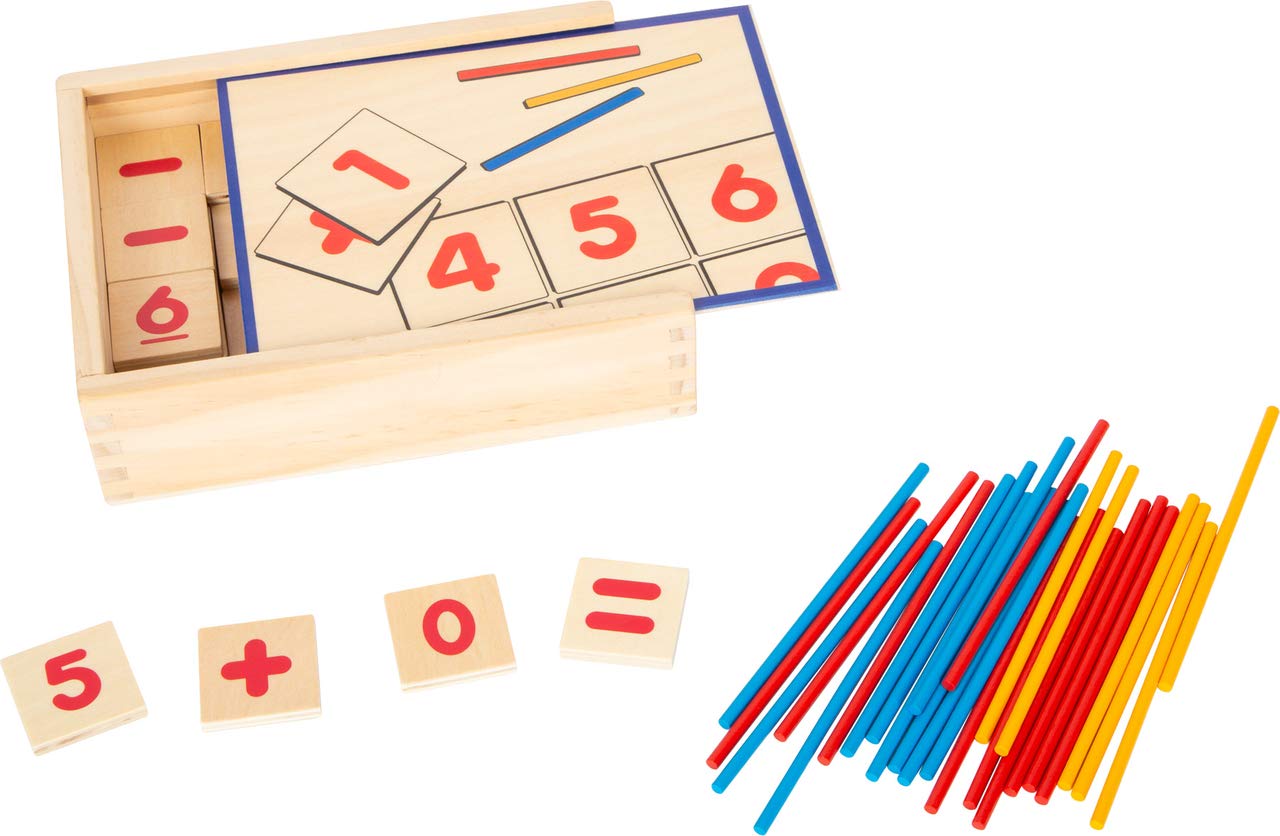 Small Foot 11740 Primary School Maths Learning Game made of wood, a box for learning maths for year 1+, ages 6+ years